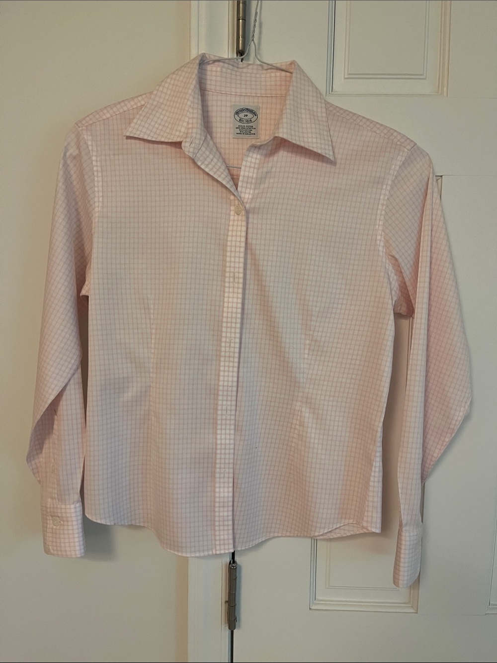 Brooks Brothers Pink & White Windowpane Button-Down Shirt